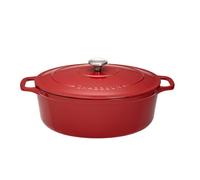 Cocotte ovale 35 cm chasseur rouge uni interieur sable fonte émaillée 44.00x28.