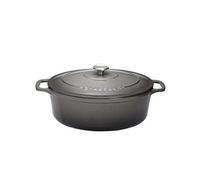 Cocotte ovale 35 cm gris caviar interieur noir - Chasseur - Gris - Fonte émaillée