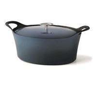 Cuisinox Volcan - Cocotte ovale 29cm fonte de fer émaillée bleu denim avec couvercle
