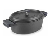 LACOR 25935 Faitout avec Couvercle Ovale + Poignées Amovibles Aluminium Fondu Noir 31 x 25 cm