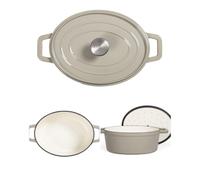 Cocotte ovale En fonte émaillée Beige Diamètre 29cm Capacité 4.5L