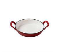 Cocotte ovale en fonte émaillée Generic - Casserole avec couvercle en verre - Polyvalente pour mijoter, rôtir, frire ou ragoût - Facile à nettoyer au lave-vaisselle - 20 x 20 x 4 cm - Rouge