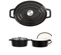 Cocotte ovale en fonte émaillée noire Livoo - Diamètre 34 cm - Capacité 7L