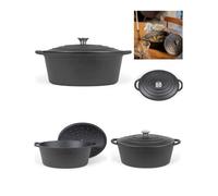 Cocotte ovale en fonte émaillée noire Livoo - Diamètre 34 cm - Capacité 7L