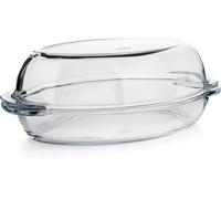 Cocotte ovale en verre avec couvercle 2,8+1,8L 34x19,6cm