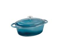 Cocotte ovale - LACOR - 33 cm - 6 L - Fonte émaillée - Bleu Océan