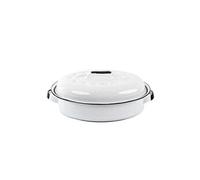 - cocotte ovale roaster 4l - blanche - acier émaillé, ultra-légère, facile à nettoyer