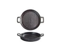 Cocotte Plaque de cuisson en céramique à double anse, style western, for micro-ondes et ustensiles, 25,5 x 21 x 4 cm(Black)
