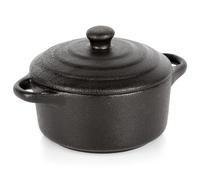 Cocotte Porcelaine Noire 300ml avec Couvercle Cuisson Service Élégant