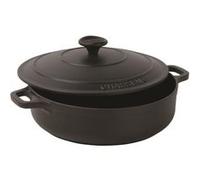Cocotte professionnelle ronde basse noire avec couvercle - Largeur 200mm G