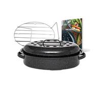 - Cocotte Roaster format moyen - Acier émaillé - Ovale - 4L - Ultra-légère - Grille de cuisson en inox + Livre de 35 recettes