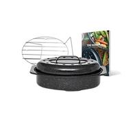 - Cocotte Roaster petit format - Acier émaillé - Ovale - 2,2L - Ultra-légère - Grille de cuisson en inox + Livre de 35 recettes