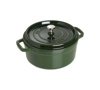 STAUB Cocotte en Fonte Émaillée avec Couvercle, Tous feux dont induction, 4 personnes, Ronde, 24 cm, 3,80 L, 5 kg, Vert/Basilic
