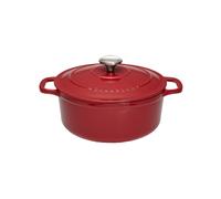 Cocotte ronde 24 cm chasseur rouge uni interieur sable fonte émaillée 24 cm CHAS