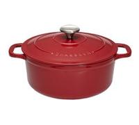 Cocotte ronde 24 cm chasseur rouge uni interieur sable fonte émaillée 24 cm CHAS