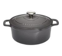 Cocotte ronde 28 cm chasseur gris caviar interieur noir - Invicta - Gris - Fonte émaillée Gris G