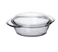 Cocotte ronde avec couvercle, casserole avec poignées en verre, capacité 1.9 L - Longueur 27.2 x Profondeur 22.5 x Hauteur 6.9 cm -JUANIO- Transparent G