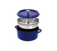 Staub Cocotte ronde avec cuit-vapeur 1133825 – Fonte 26 cm – Noir Multicolore G