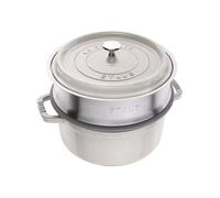 STAUB CASSEROLE RONDE EN FONTE 24cm Blanche AVEC PANIER 1009753