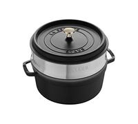STAUB Cocotte ronde en fonte noire avec cuiseur vapeur 24 cm