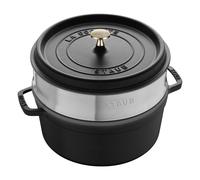 Cocotte ronde avec panier vapeur 24 cm Noir mat