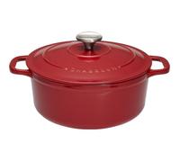 Cocotte ronde 24 cm chasseur rouge uni interieur sable fonte émaillée 24.00 cm C