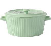 Cocotte Ronde en Céramique - Ø17,5 cm Casserole Antiadhésive Double Poignées avec Couvercle - 17,5 x 9,5 cm - Verte - Hobby Tech
