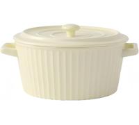Cocotte Ronde en Céramique - Ø17,5 cm Casserole Antiadhésive Double Poignées avec Couvercle - 17,5 x 9,5 cm - Blanche - Hobby Tech