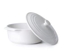 Cocotte ronde en céramique avec couvercle - Passe au four - 23 cm - Blanc