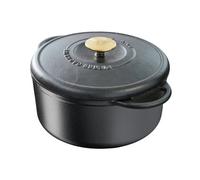 Cocotte Ronde En Fonte Tefal Pierre Gagnaire Heritage 19 Cm / 2,2 L, Couvercle À Condensation, Émail Noir Mat, Rétention De La Chaleur, Mijoter, Cuisson Douce, Caramélisation, Tous Feux, Ustensile De 