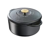 Cocotte Ronde En Fonte Tefal Pierre Gagnaire Heritage 29 Cm / 7,5 L, Couvercle À Condensation, Émail Noir Mat, Rétention De La Chaleur, Mijoter, Cuisson Douce, Caramélisation, Tous Feux, Ustensile De 