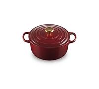 Le Creuset Signature Enamelled Cast Iron Round Casserole Dish With Lid, 24 cm, 4.2 Litre, Garnet, 21177249494441