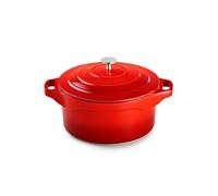 Pradel Excellence - PCUI003004 - Cocotte Ronde en Fonte d'Aluminium Magma Ø32cm, Revêtement Anti-Adhésif Façon Pierre, 2 Maniques Amovibles, Tous Feux