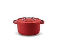 PLUME Cocotte ronde BEKA Fonte Aluminium Revêtue céramique rouge D24