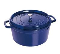 Cocotte - STAUB - Cocotte fonte émaillée ronde Bleu Intense 24 cm - 3,8 L - Tous feux (induction) - Intérieur émail noir mat