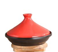 Cocotte Tour de légumes cuits à la vapeur, résistante aux hautes températures, Casserole soupe en céramique, cuiseur tajine, refroidisseur(Red,22cm)