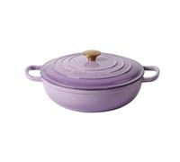 Cocotte Traditionnelle Multifonction En Fonte Émaillée Avec Couvercle Et Poignées, Poêle À Braiser Antiadhésive Robuste, Ustensile De Cuisine Robuste Pour Braiser Et Rôtir(Pink)