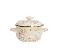 Cocotte Ustensiles de cuisine en émail, marmite à soupe avec couvercle, aquarelle, Art rétro fleur, titane Phnom Penh, casseroles épais grande capacité(1.35L)