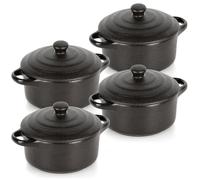 Cocottes 4 pièces - Porcelaine noire - 13,5 x 10 x 5 cm - Résistantes à la chaleur
