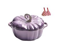 Cocottes En Céramique, Casserole À Dessert Robuste En Poterie Citrouille Avec Couvercle Et Pince Triangulaire Thermo-isolante, Four Hollandais Profond Antiadhésif À Deux Poignées(B 20cm/7.87in)