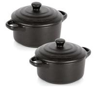 Cocottes en Porcelaine - Lot de 2 - 450 ml - Noir