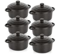 Cocottes en Porcelaine - Lot de 6 - 300 ml - Noir