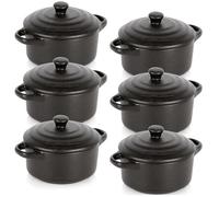 Cocottes en Porcelaine - Lot de 6 - 450 ml - Noir