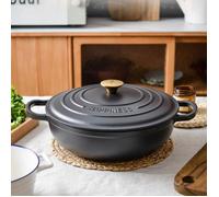 Cocottes Noir en Fonte Double Poignées avec Couvercle - 38 x 37,8 x 15,3 cm - Hobby Tech