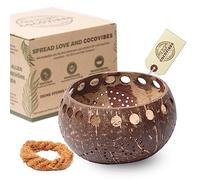 cocovibes GOA photophore en noix de coco,décoration de table Ø env. 14 cm,Décoration pour buffet ou commode env. 8 cm de haut,photophore pour jardin et balcon, cuisine, salon