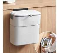 COCOYA Poubelle à suspendre avec couvercle, 8 litres, poubelle de cuisine, récipient à déchets alimentaires, pratique et durable, au-dessus d'une porte d'armoire, comptoir de camping-car, placard de