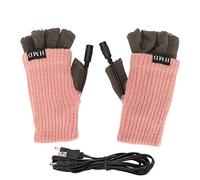 COCOYUEMA Gants chauffants USB pour dactylographier les jeux, conception demi-doigt, chauffage rapide, chaleur double face, alimentation USB portable, légers pour les activités de (Rose)