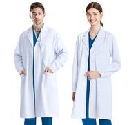 COCREAZY Blouse Blanche Chimie Lycee, Blouse Labo Homme Femme, Coton Physique Chimie, Lycee Infirmier Étudiant Hospital Travail