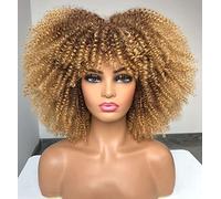 CoCrowns Perruques afro courtes bouclées de 35,5 cm pour femmes noires (ombre blonde)