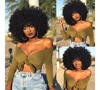 CoCrowns Perruques Afro des années 70 pour femmes noires (noir)